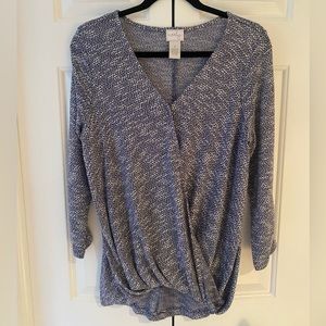 Neely Navy and White Lightweight Draped Sweater